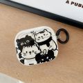 For Airpods Pro 2 Wavy Earphone Case Cartoon Cute Black White Line Stripe Cat Silicone Shell For Airpods 1 3 Transparent Headset BruberryBe.