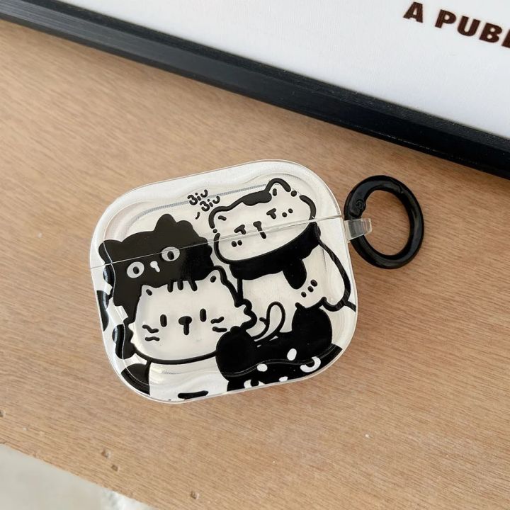 For%20Airpods%20Pro%202%20Wavy%20Earphone%20Case%20Cartoon%20Cute%20Black%20White%20Line%20Stripe%20Cat%20Silicone%20Shell%20For%20Airpods%201%203%20Transparent%20Headset%20BruberryBe%20-%20Image%203