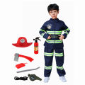 【The-Best】 Kids Blue Chief Uniform, Boys Firefighter Costume, Firefighting Prop Set, Kick Off Halloween Role Playing Spree. 