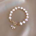 2021 Elegant Baroque Pearl String Bracelet For Woman Luxury Zircon Bee Pendant Bracelet Fashion Girl's Sweet Jewelry.
