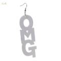 2x cool Acrylic Large OMG Letters Dangle Drop Earring Hip. 