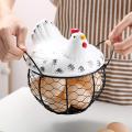 Egg Basket, Wrought Wire Restaurant Basket,Kitchen Hen Decor (White).