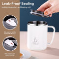 500ml Thermal Coffee Cup Double Wall Stainless Steel Heat Insulated Coffee Milk Mug with Handle and Lid Travel Drinking Tumbler. 