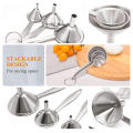 3 in 1 Funnels for Filling Bottles Stainless Steel Small Kitchen Funnel Set for Transferring Essential Oils Liquid - Silver. 