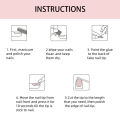 24Pcs Simple White Edge Fake Nails with Glue DIY Art Design False Nails Stylish Pattern Artificial Nails.