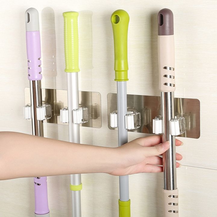 Wall Mop Holder Hook Bathroom Kitchen Organizer Broom Hanger Storage Rack Mounted Accessory Hanging Rails Cleaning Tools Supply