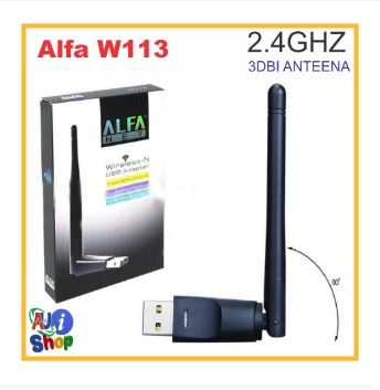 ALFA Wireless - N USB Adapter W113 WiFi Fixed 3DBi Antenna -supports windows & MAC & linux