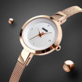 SKMEI 1390 RoseGold Stainless Steel Analog Watch For Women - White & RoseGold.