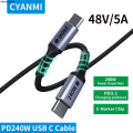 【selevn roind】CYANMI 240W 100W 60W USB Type C To USB C Cable USB-C PD Fast Charging Charger For Macbook Samsung Xiaomi Type C USB C Cable. 
