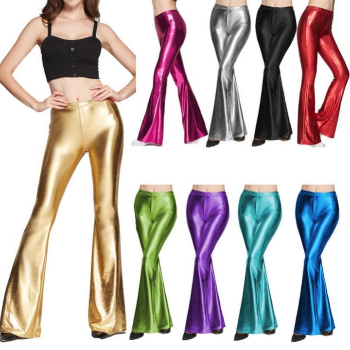 Fashion%20Ladies%20Solid%20Color%20High%20Waist%20Faux%20Leather%20Slim%20Fit%20Flared%20Trousers%20Trousers%20Women's%20Shiny%20Flared%20Pants%20Laser%20M%20-%20Image%204