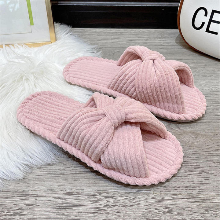 Slide%20Slipper%20Shoes%20Comfy%20Trendy%20Gift%20Slippers%20Slippers%20for%20Women%20Memory%20Foam%20House%20Bedroom%20Corduroy%20Bow%20Crossbands%20-%20Image%205