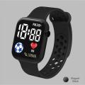 Sports waterproof simple Black silicone electronic watch for men. 