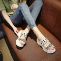 2021 New Summer Fashion Women Wedges Sandals Beach Casual Woman Platform Open Toe Shoes Ladies All-match Rhinestone Sandals. 