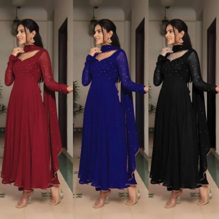 Gorgeous%20looking%20Wet%20Lace%20Georgette%20Stone%20&%20Lace%20Work%20Readymade%20Gown%20Three%20Piece%20-%20Image%203