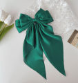 Korean Elegant Silk Long Bow Hair Clip Large Ribbon Hair Clip For Women.