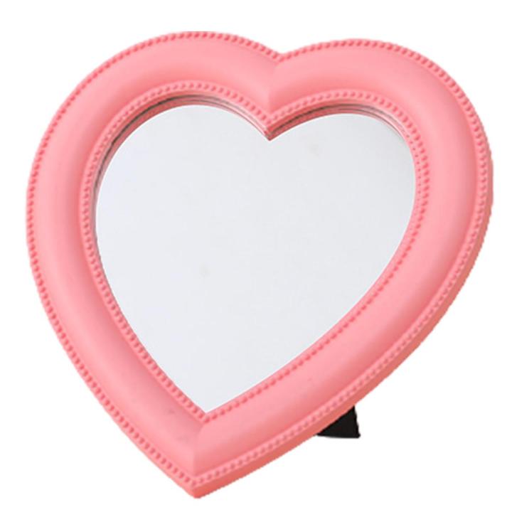 NYT Love Mirror Desktop Makeup Mirror Wall Mounted Dual-Use Vanity Mirror Girl Room Wall Decor Heart-Shaped Mirrorpink S