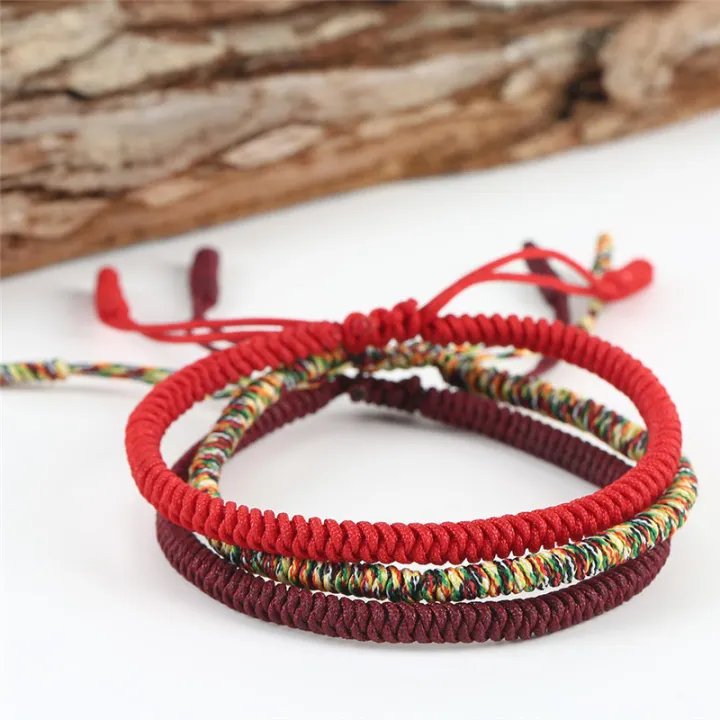 Ethnic%20Style%20Handmade%20Braided%20Knot%20Adjustable%20Red%20Silk%20String%20Cord%20Tibetan%20Buddhist%20Women%20Lucky%20Bracelets%20-%20Image%204
