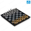 Big Size 12.5\" Square Magnetic Chess Board & Folding Large UB Golden & Silver Color. 