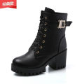 Martens, demi-season high fleece boots platform. 
