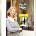 Hours Sign Double Sided Open/Closed Sign Will Return Clock with Black Vinyl Number Sticker for Business Store. 