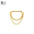 ASTM F136 Titanium 16G Hinged Segment D Shape Clicker Septum Ring with Chain Nose Ring Cartilage Earring Helix Lobe Piercing.
