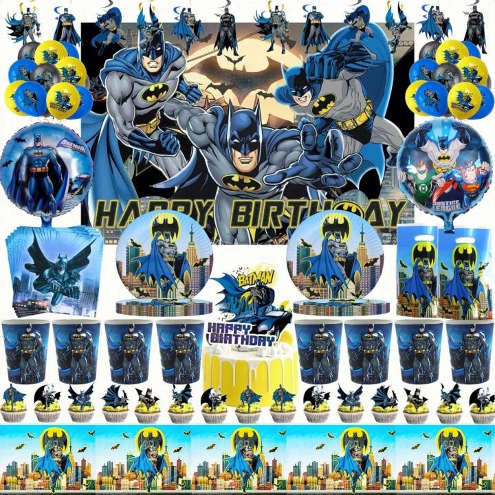 Bat Man Birthday Party Decoration Disposable Tableware Tablecloth Cup Plate Superhero Balloons Baby Shower Boys Party Supplies MuXiaRe