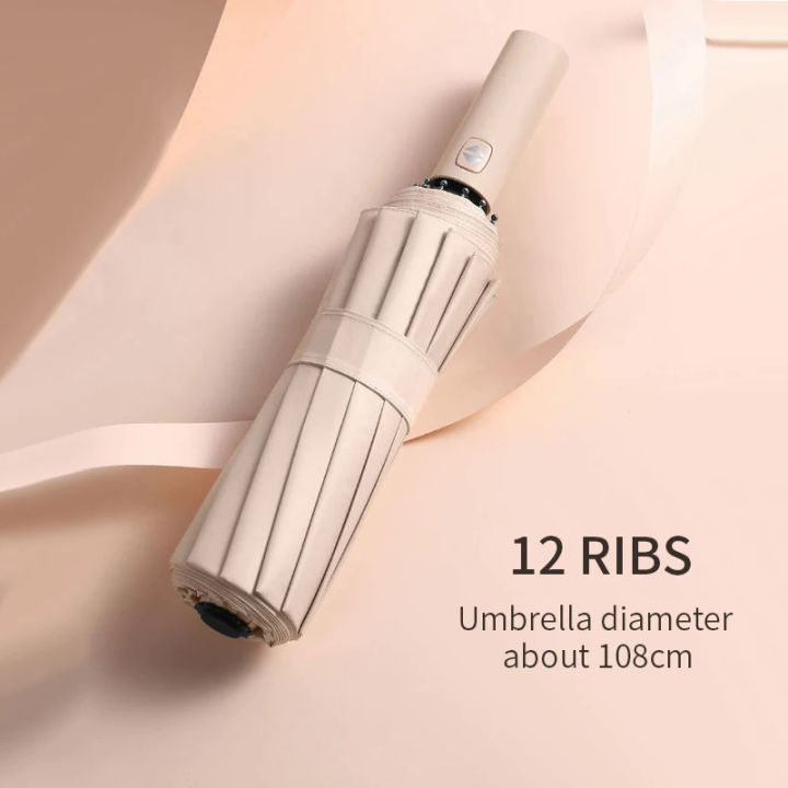 【selevn roind】Big 12 Ribs Strong Umbrella Enlarge 108cm Diameter Automatic UV Parasol Wind And Rain Resistance Bumbershoot
