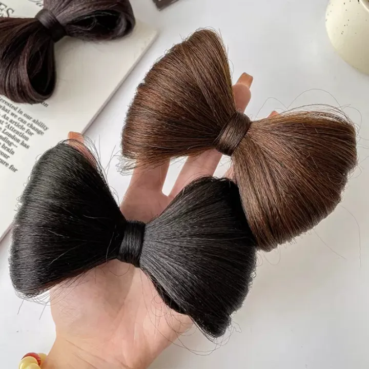 Synthetic Hair Bow Buns Hair Clip Bun Hairstyle Bow Hair Accessories for Women Brown Black Chignon Hairpins Wig Hair Bun