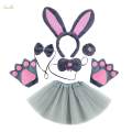 Bunny Costume Set Cosplay Nose Modern for Stage Shows Easter Themed Parties Gray 6pcs. 