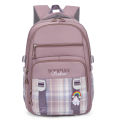 Elementary school bag for girls 4th, 5th and 6th grade nylon cloth plaid backpack Korean version large capacity backpack for junior high school students. 