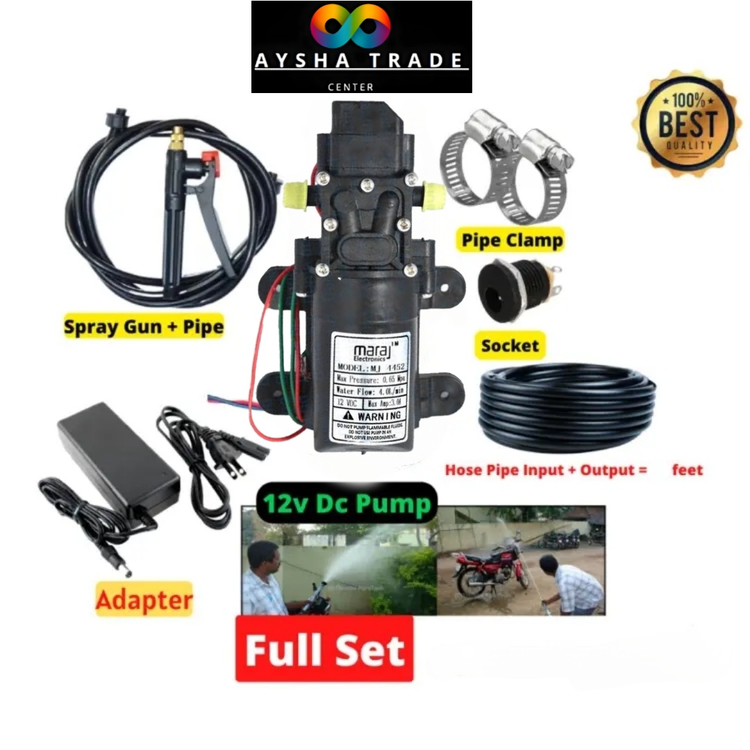 Bike & Car Washing Water Pump Motor Set 12V High Pressure Washer Maching Full Set