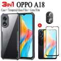 For Oppo A18 - (3IN1) Combo - Mobile case back cover, 9HD Clear Tempered Glass Screen Protector, Camera Lens Protector.. 