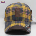 Unique Shape Gyoufu Leather Logo Big Check Premium Fabrics Baseball Cap.