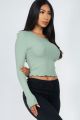 Women's Long Sleeve Crop Top Trendy Streetwear Style.