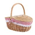 Individual Country Style Wicker Picnic Basket Hamper with Lid and Handle & Liners for Picnics, Parties and BBQs. 