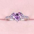 Fashion Purple Heart Cubic Zircon Rings for Women Unique Wedding Engagement Accessories Fancy Lady Gift Romantic Trendy Jewelry.