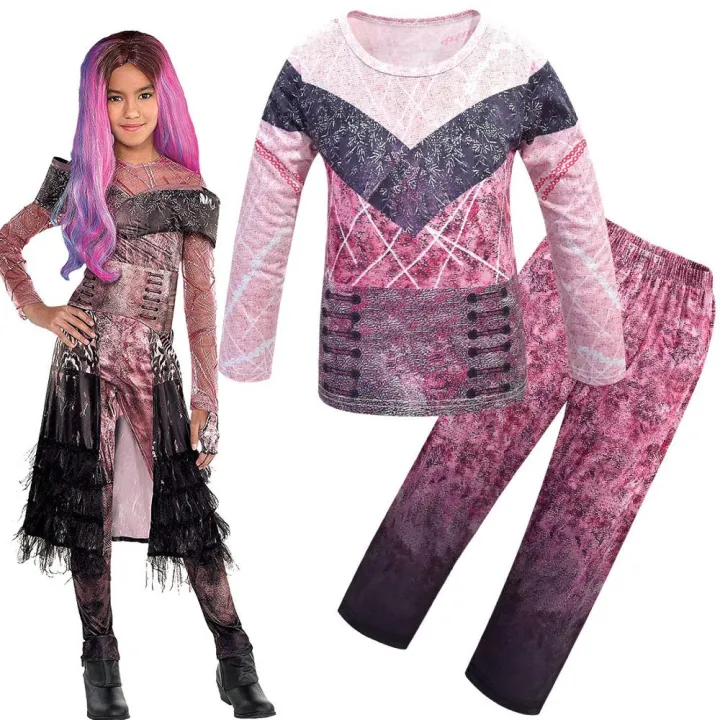 Audrey%20Evie%20Evil%20Mal%20Descendants%20Cosplay%20Costume%20Girls%20Birthday%20Party%20Halloween%20Costume%20And%20Wig%20For%20Kids%20Disguise%20Descendants%203%20-%20Image%206