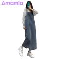 Denim Overall Dress Chic Suspender Denim Dress Trendy Collarless Bklessdi with ckets Split m Adjusle Straps Perfect for Stus soutast Buyers Denim Suspender Dress.
