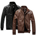 Men Motorcycle Jacket Stand Collar Pure Color Pockets Coat. 