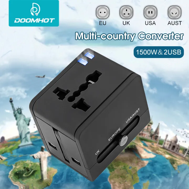DoomHot%20Multi%20Socket%20International%20Travel%20Adapter%20All-in-one%20Universal%20Wall%20Plug%20Multi-Outlets%20Electrical%20Adapter%20Multi-Country%20Portable%20Converter%20Plug%20Power%20Supply%20Worldwide%20Travel%20Charger%20Power%20Converters%20with%202%20USB%20Ports%20for%20USA/UK/AUST/EU%20-%20Image%202