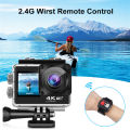 Q60AR 4K 30FPS 24MP WiFi Action Camera Waterproof 170°Wide Angle Len Dual Screen Display Video Camera For Outdoor Sports Cycling Diving.
