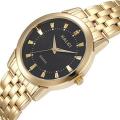 HALEI Brand Men's Full Steel Golden Steel Wrist Watches Business Quartz Watch. 
