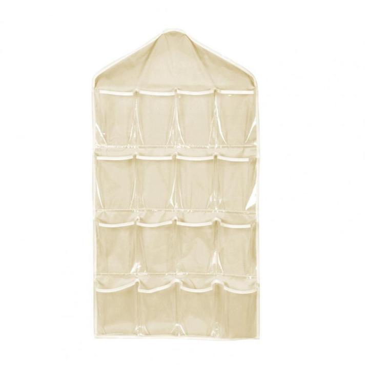 16 Pockets Clear Hanging Bag Socks Tie Bra Underwear Rack Hanger Storage Organizer Foldable Wardrobe Wall Door Back Hanging Bags