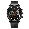 Cross-Border Hot Calendar Mesh Belt Milan Quartz Watch Three-Eye Large Dial Men's Watch watch Business Men's Watch. 