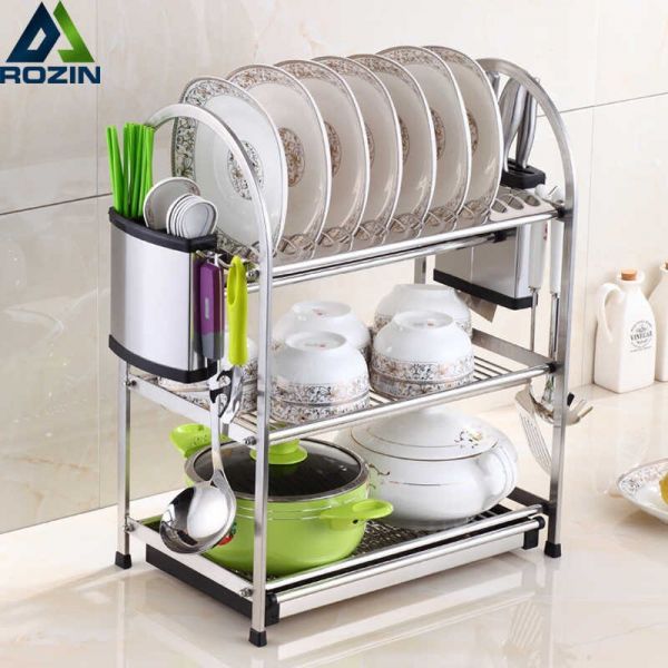 Premium Steel Tier Holder Dish Drainer Rack for Kitchen Crockery