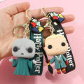 3D Harri Potter PVC Keychain Toy Dobby Hermione Granger Malfoy Ron Weasley Snape Action Figure Toys Party Cosplay PVC Key Ring.