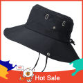 【3C VictoryEagle】Summer Men Bucket Hat Solid Color Anti Sun Wide Adjustable Fisherman Cap.