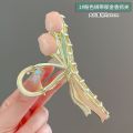 Elegant oil dripping fairy tulip hair clip back of the head hair clip female summer shark clip large high-end hair accessory.