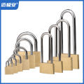 Pure copper brass small padlock thin long beam outdoor waterproof and rust proof padlock door lock power meter lock small lock. 