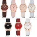 Elegant Classic Petal Pattern Luxury Leather Strap Ladies Quartz Watch Women Wristwatch Bracelet Wrist.